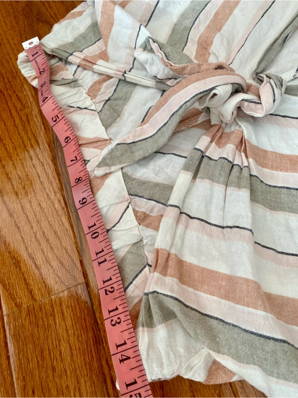 Zara Linen Blend Striped Tie Front Crop Top & Shorts Set Boho Coastal L - Picture 9 of 16